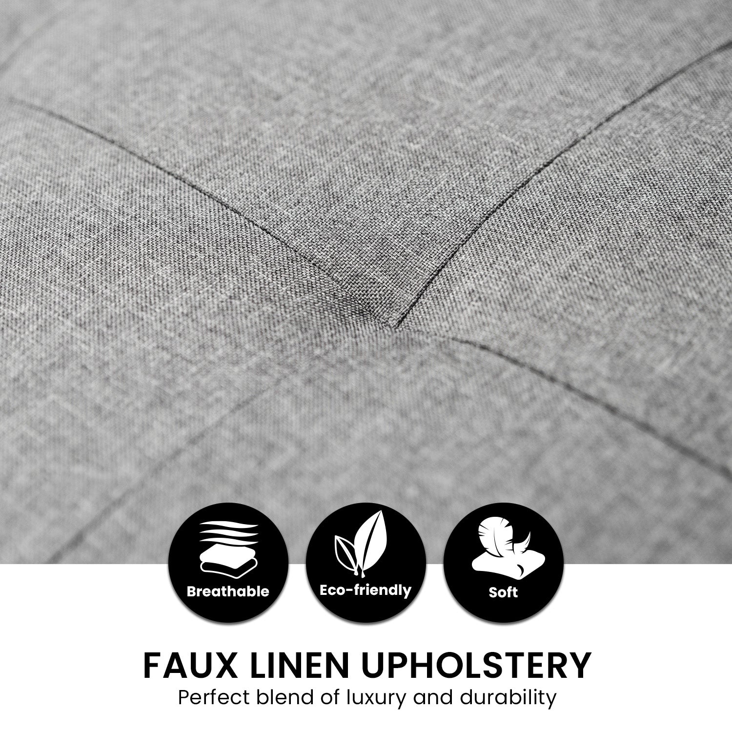 L-Shaped Corner Linen Sofa Lounge Couch – Grey-Furniture > Sofas > Sofas & Sofa Beds-Nomica Living