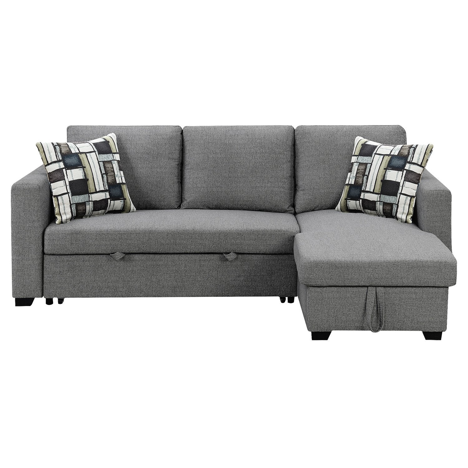 Fontana Pullout Sofa Bed with Storage Chaise Lounge - Grey-Furniture > Sofas > Sofas & Sofa Beds-Nomica Living