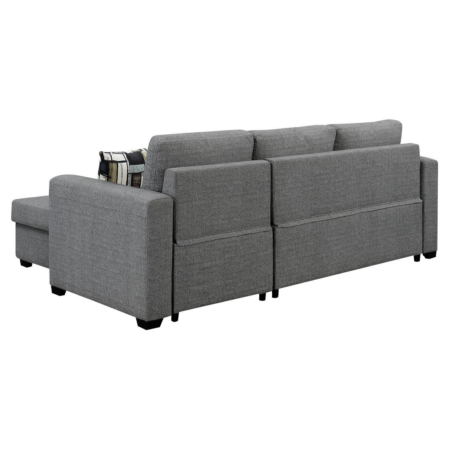 Fontana Pullout Sofa Bed with Storage Chaise Lounge - Grey-Furniture > Sofas > Sofas & Sofa Beds-Nomica Living