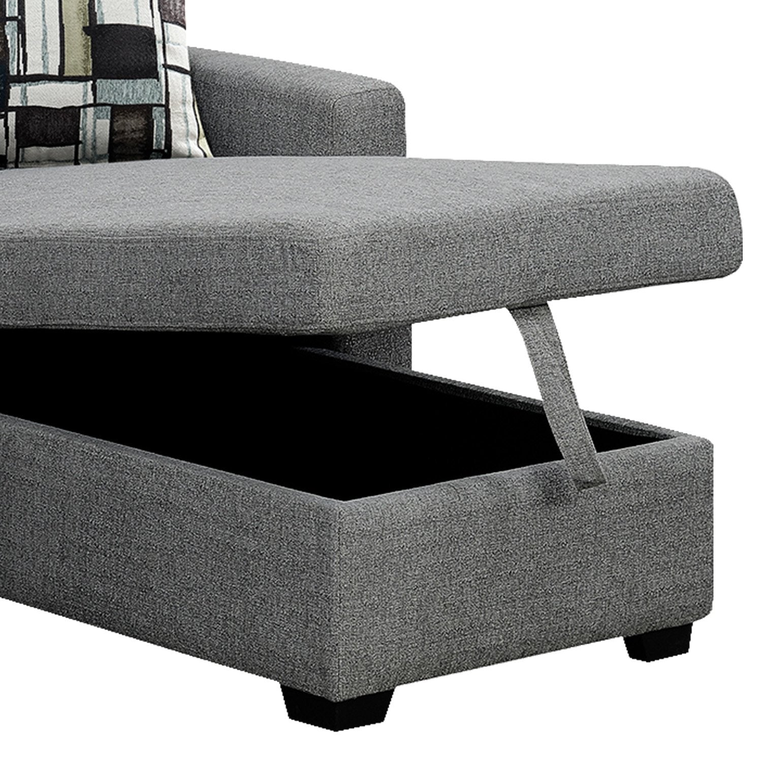 Fontana Pullout Sofa Bed with Storage Chaise Lounge - Grey-Furniture > Sofas > Sofas & Sofa Beds-Nomica Living