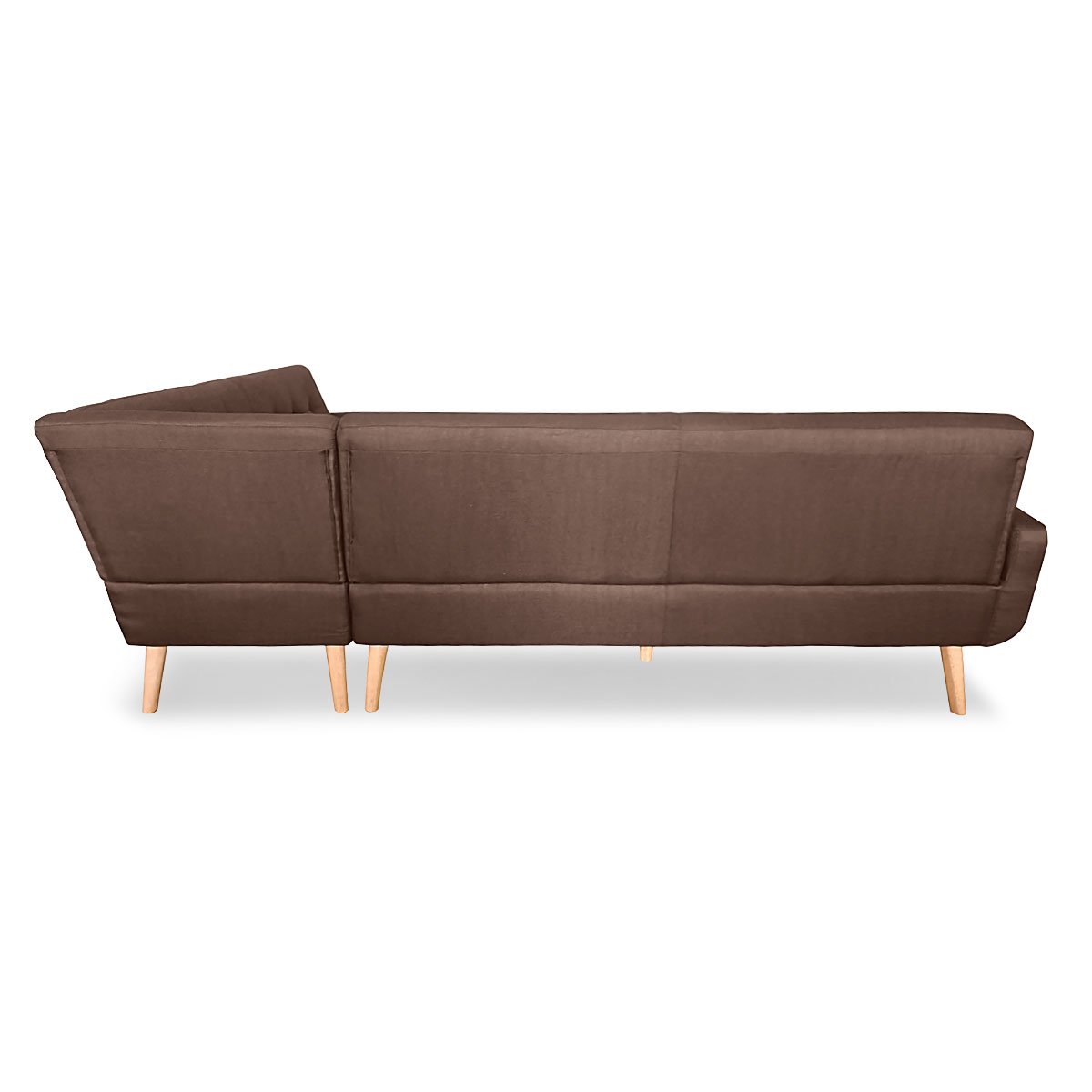 Faux Linen Corner Wooden Sofa Lounge L-shaped with Chaise - Brown-Furniture > Sofas > Sofas & Sofa Beds-Nomica Living