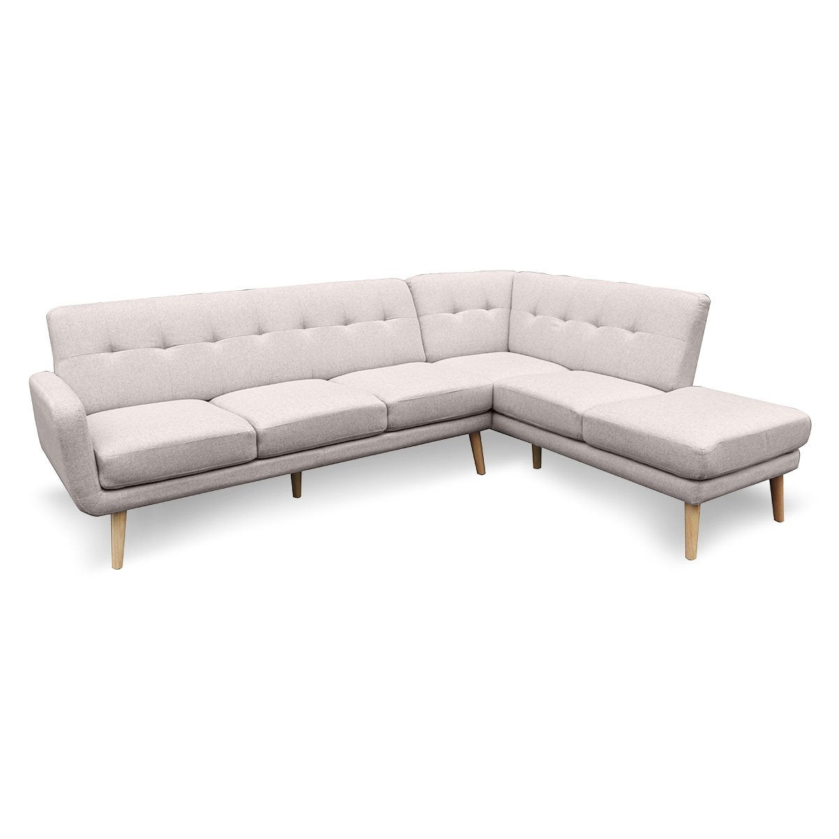 Faux Linen Corner Sofa Lounge L-shaped with Chaise - Light Grey-Furniture > Sofas > Sofas & Sofa Beds-Nomica Living