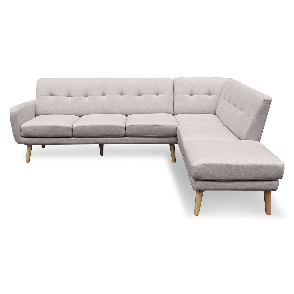 Faux Linen Corner Sofa Lounge L-shaped with Chaise - Light Grey-Furniture > Sofas > Sofas & Sofa Beds-Nomica Living