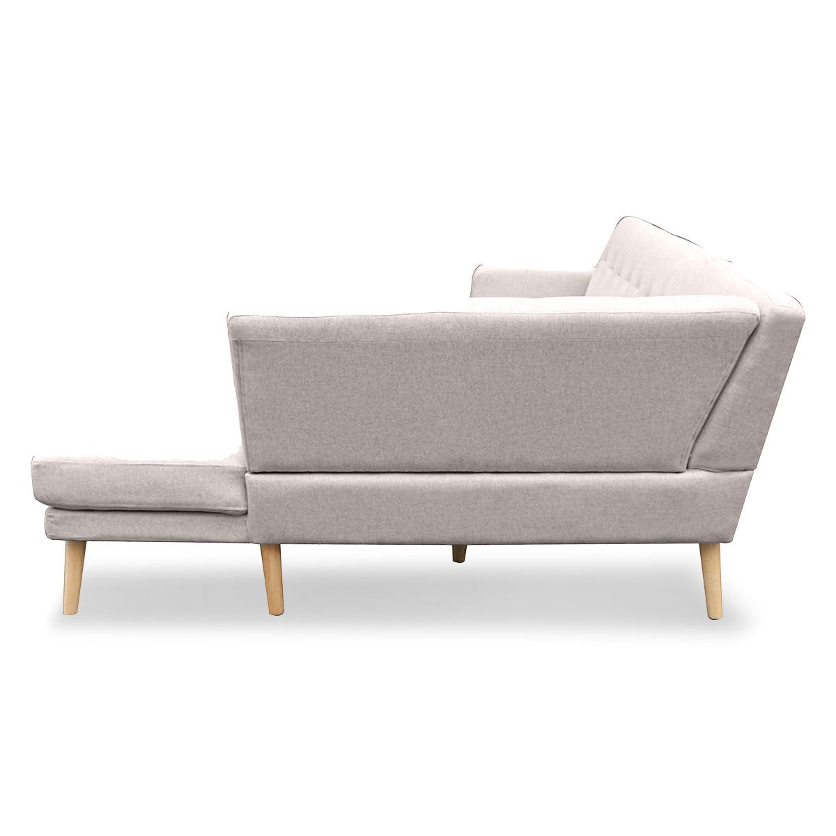 Faux Linen Corner Sofa Lounge L-shaped with Chaise - Light Grey-Furniture > Sofas > Sofas & Sofa Beds-Nomica Living