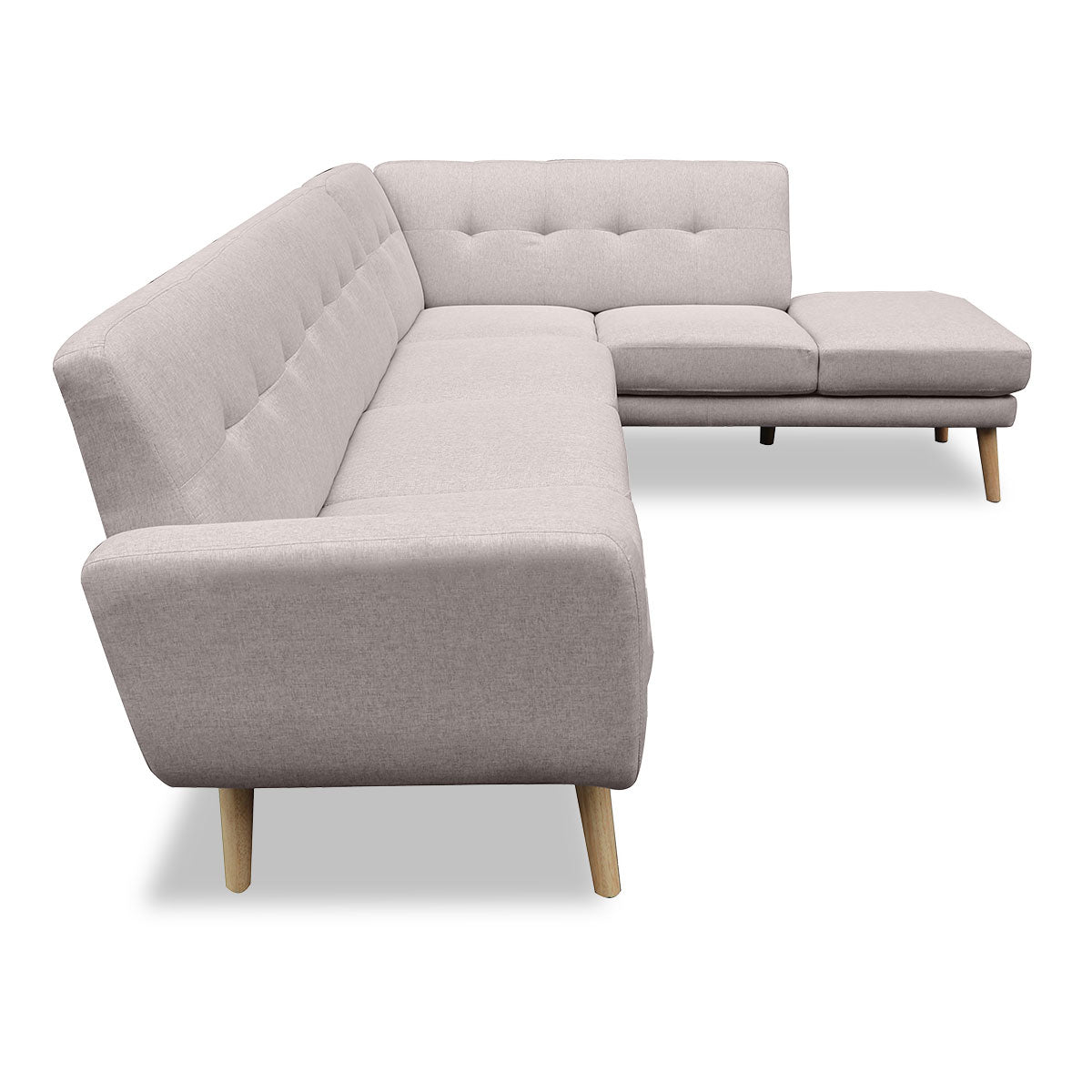 Faux Linen Corner Sofa Lounge L-shaped with Chaise - Light Grey-Furniture > Sofas > Sofas & Sofa Beds-Nomica Living
