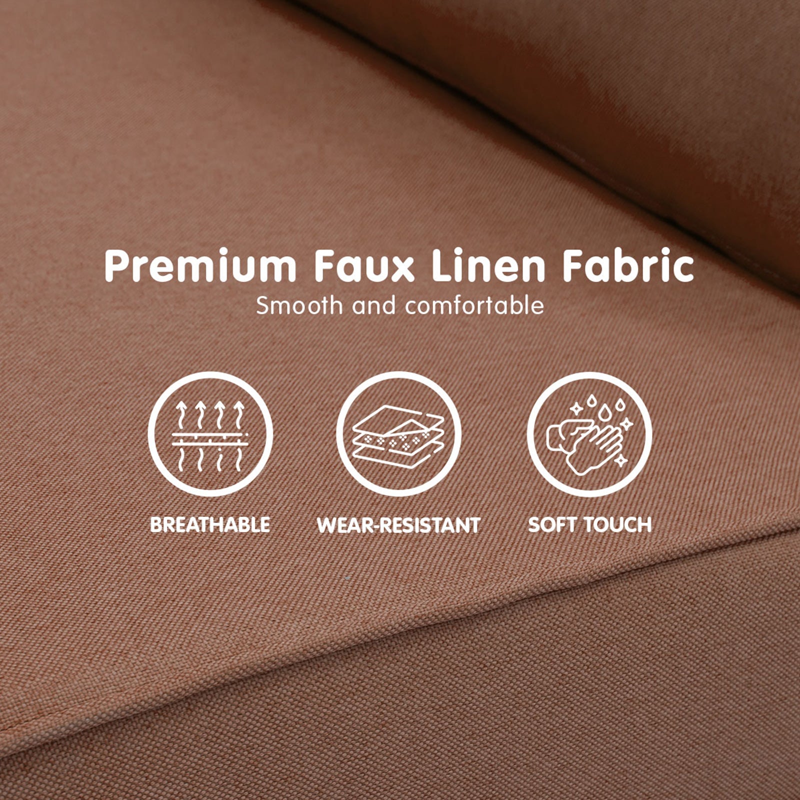 Adjustable Faux Linen Single Chair Sofa Bed - Brown-Furniture > Sofas > Sofas & Sofa Beds-Nomica Living