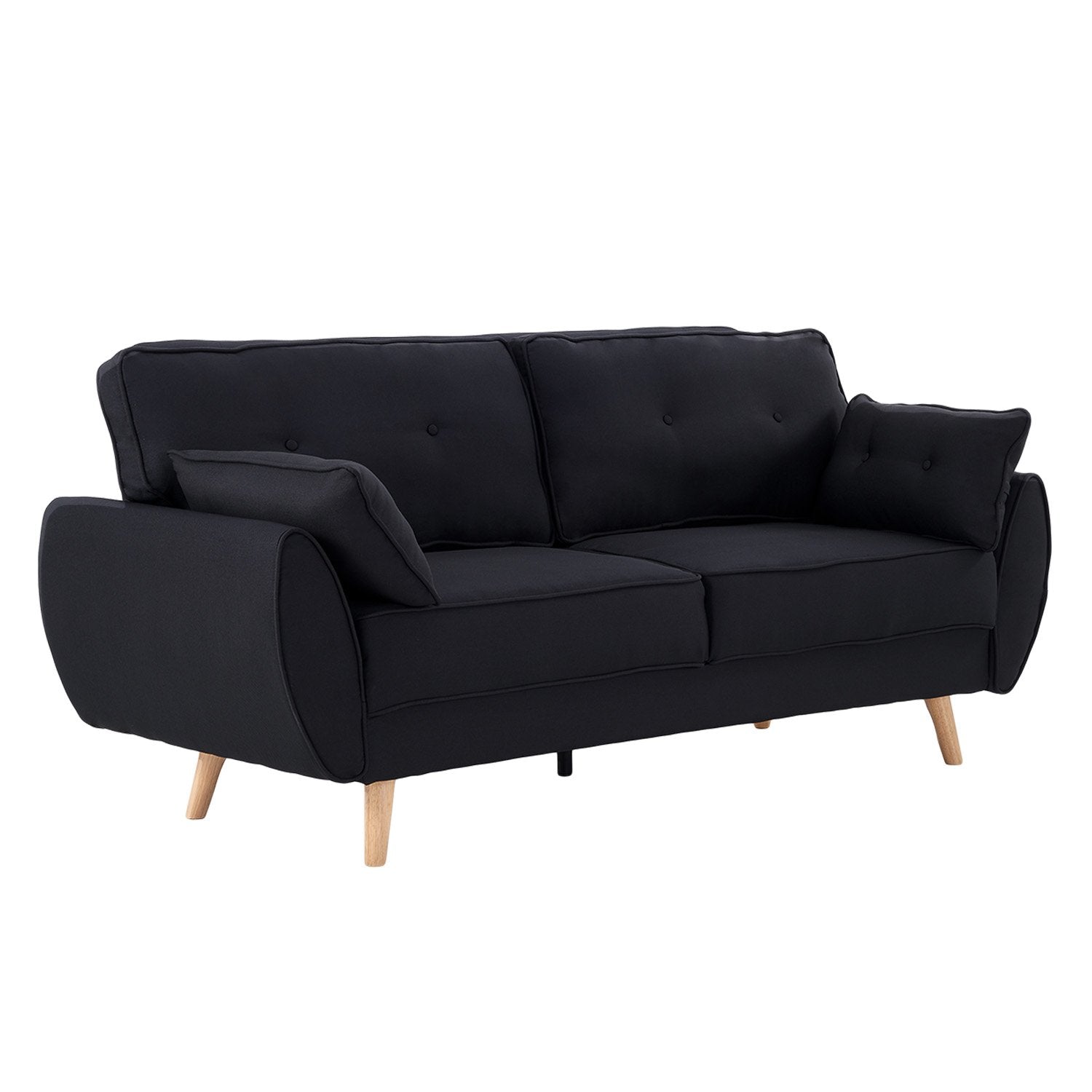 3-Seater Modular Linen Fabric Sofa Bed Couch Futon Suite - Black-Furniture > Sofas > Sofas & Sofa Beds-Nomica Living