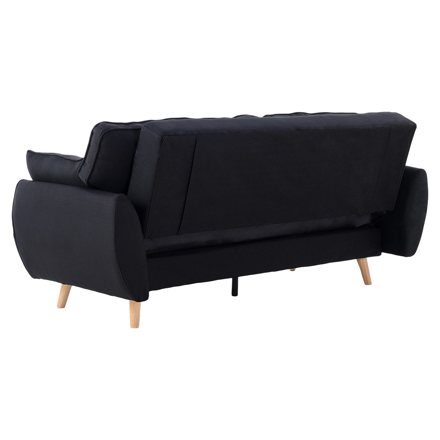 3-Seater Modular Linen Fabric Sofa Bed Couch Futon Suite - Black-Furniture > Sofas > Sofas & Sofa Beds-Nomica Living