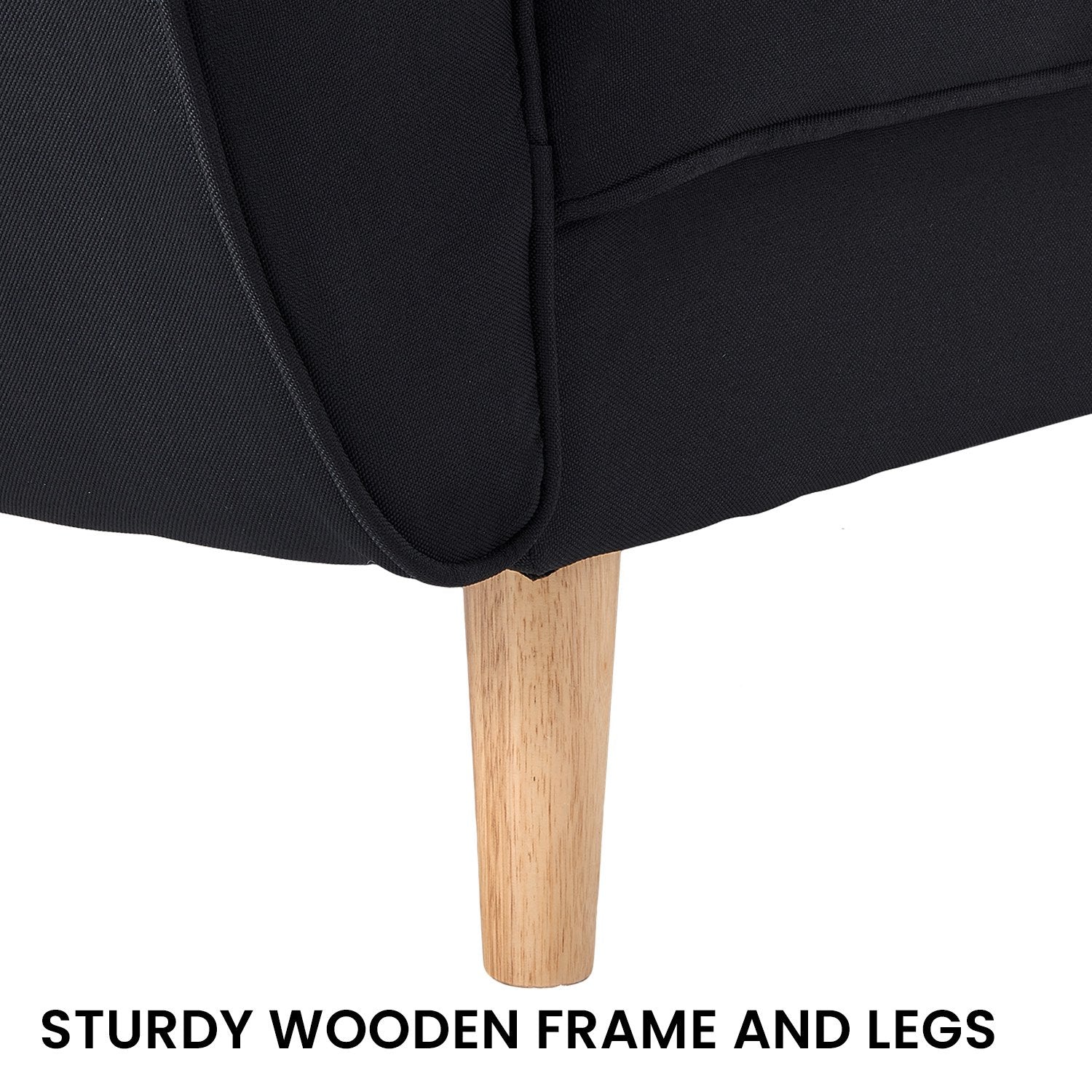 3-Seater Modular Linen Fabric Sofa Bed Couch Futon Suite - Black-Furniture > Sofas > Sofas & Sofa Beds-Nomica Living