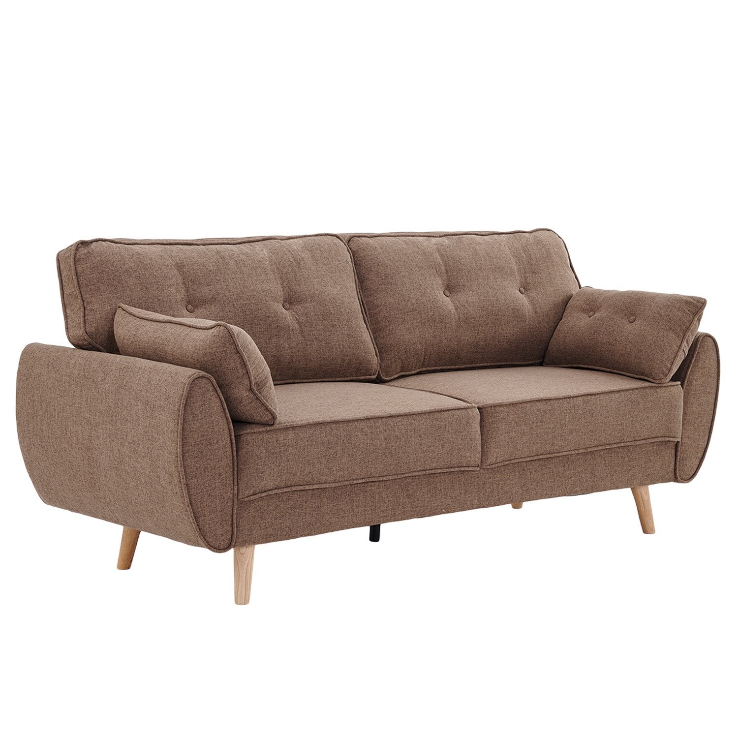 3-Seater Modular Linen Fabric Sofa Bed Couch Futon Suite - Brown-Furniture > Sofas > Sofas & Sofa Beds-Nomica Living