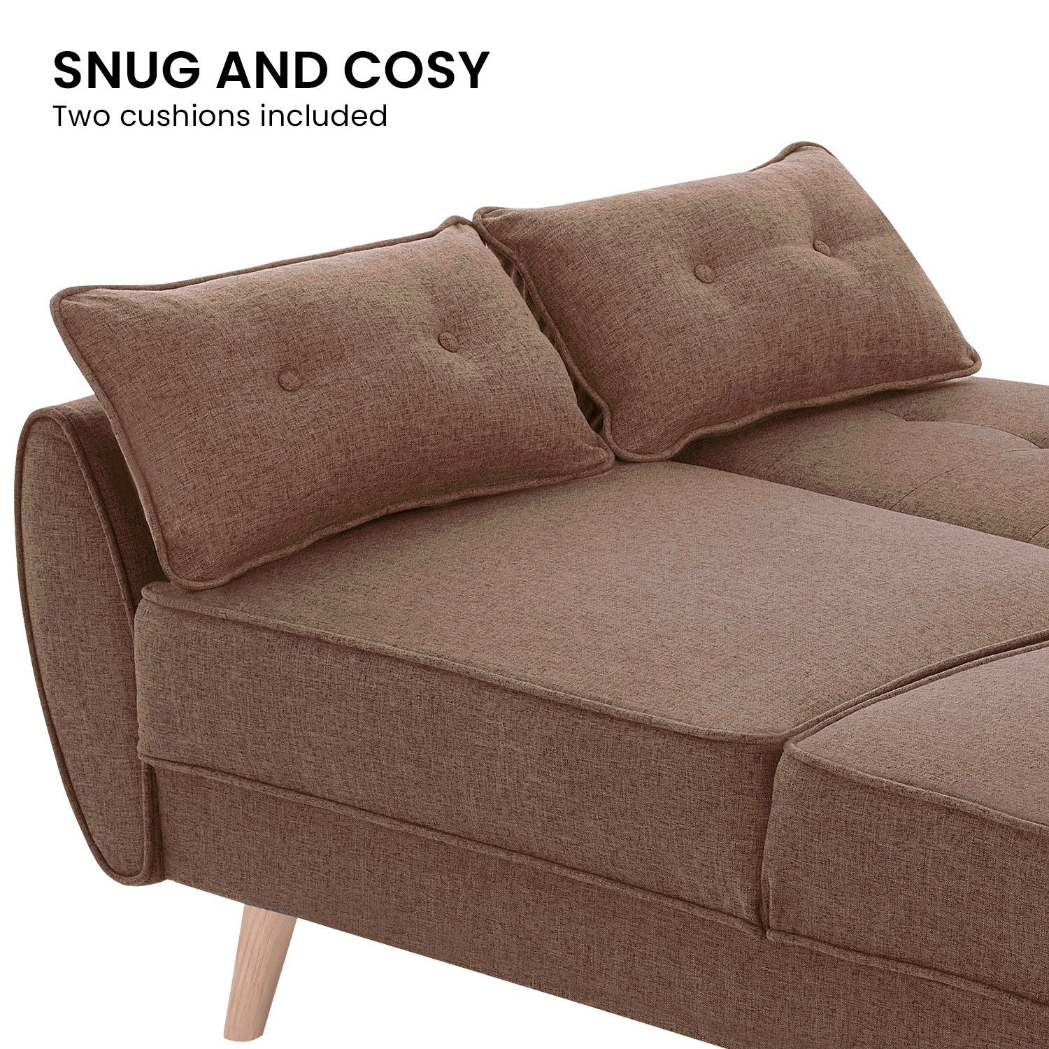 3-Seater Modular Linen Fabric Sofa Bed Couch Futon Suite - Brown-Furniture > Sofas > Sofas & Sofa Beds-Nomica Living