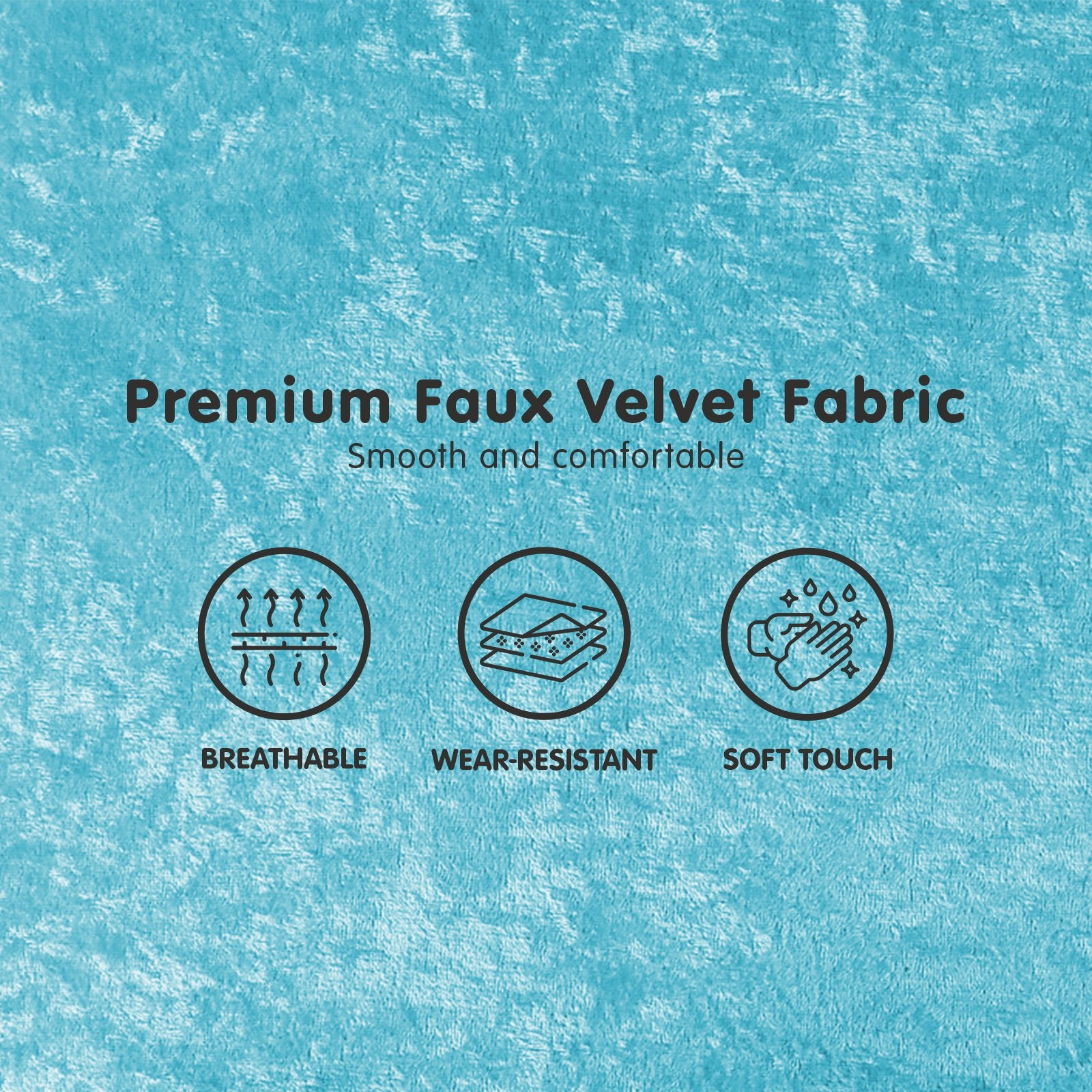 3-Seater Faux Velvet Wooden Sofa Bed Couch Furniture - Light Blue-Furniture > Sofas > Sofas & Sofa Beds-Nomica Living