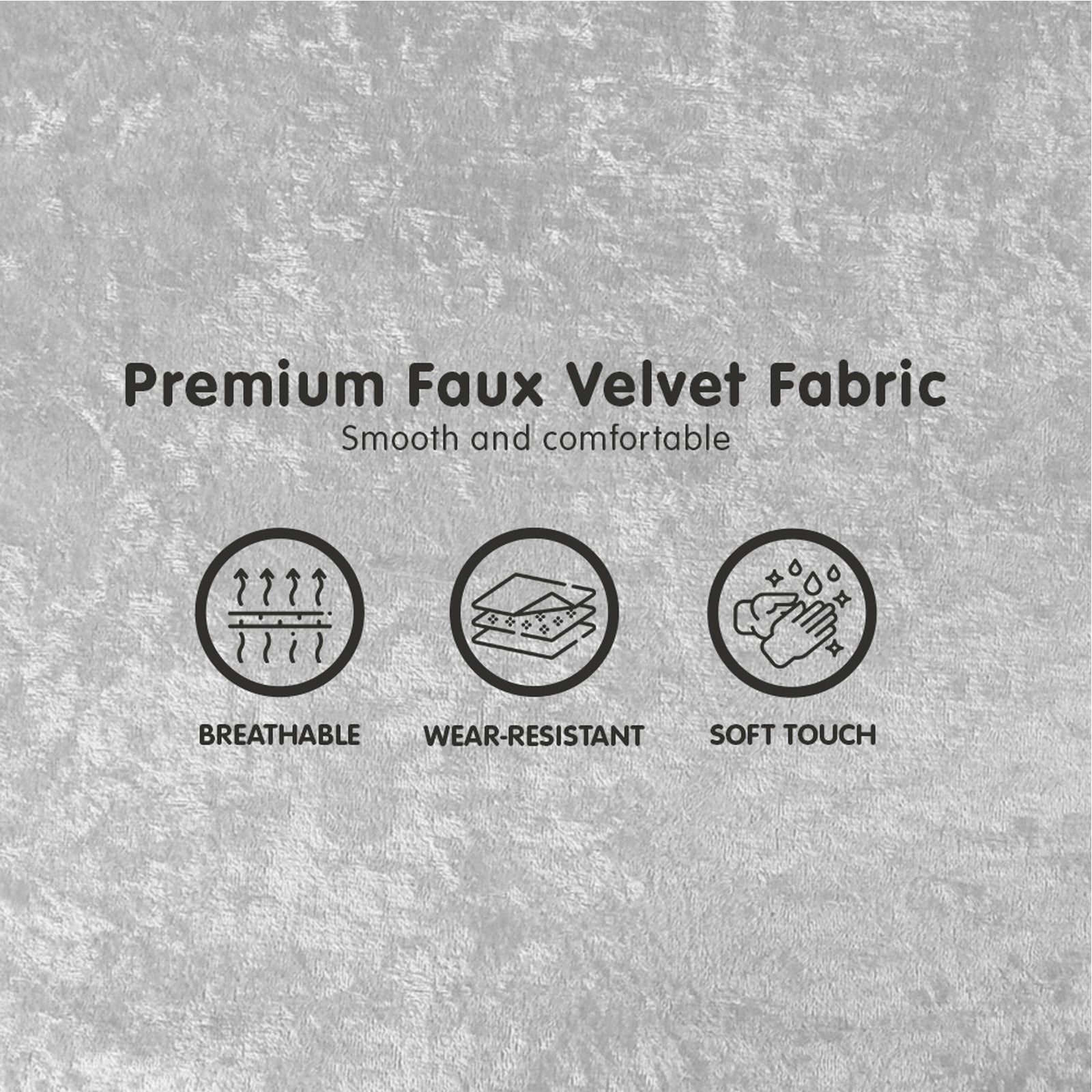 3-Seater Faux Velvet Sofa Bed Couch Furniture - Light Grey-Furniture > Sofas > Sofas & Sofa Beds-Nomica Living