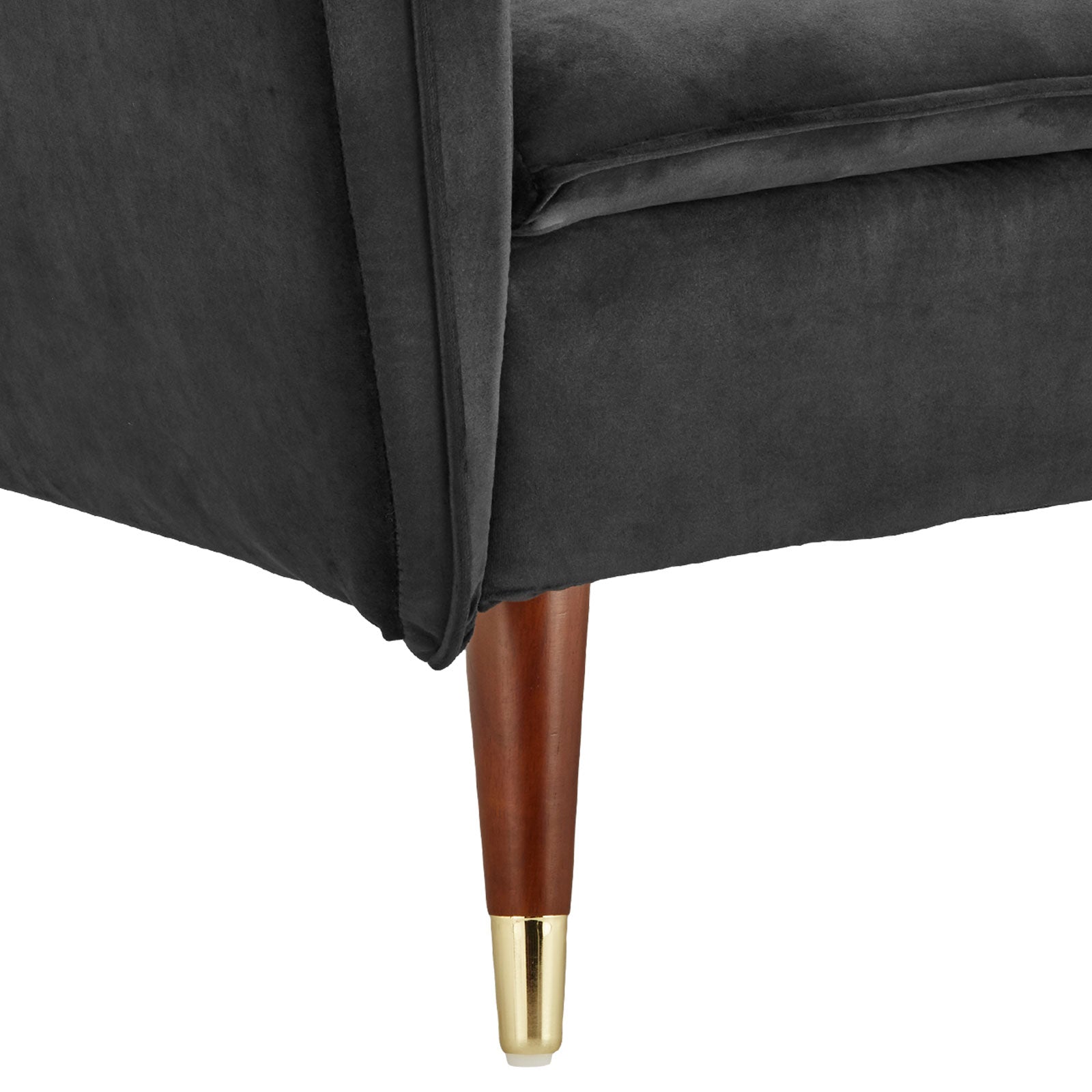 Faux 3-Seater Velvet Tufted Sofa Bed Couch Futon - Black-Furniture > Sofas > Sofas & Sofa Beds-Nomica Living