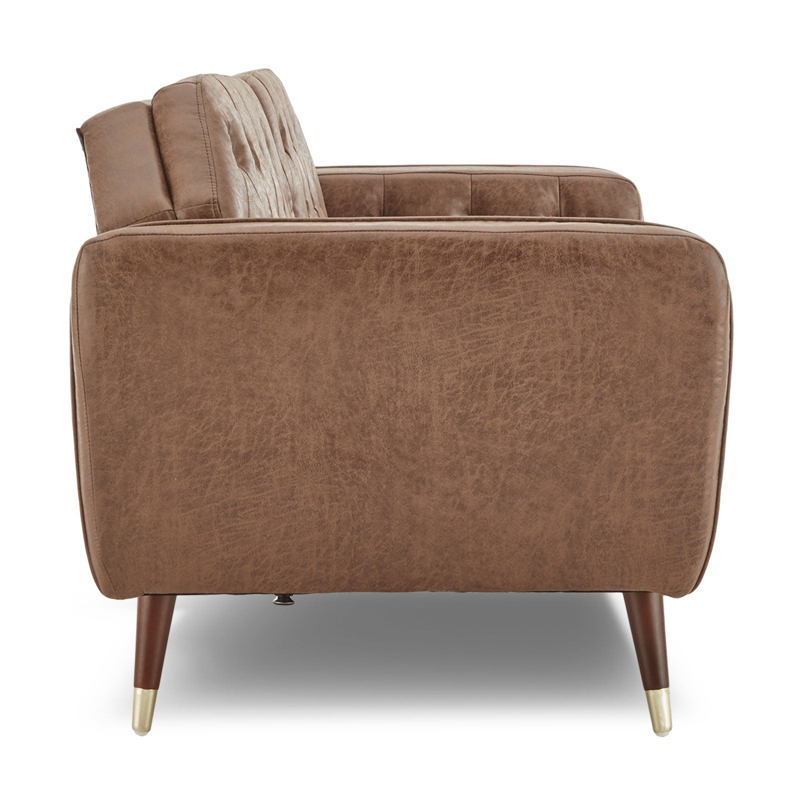 Faux 3-Seater Velvet Tufted Sofa Bed - Stylish Design - Brown-Furniture > Sofas > Sofas & Sofa Beds-Nomica Living