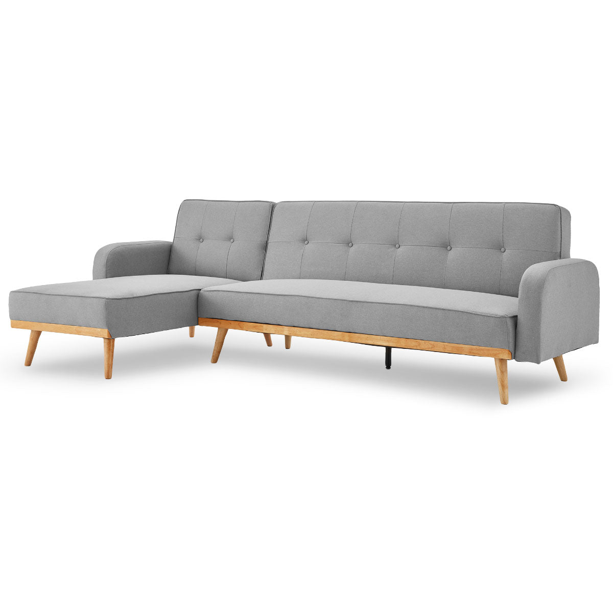 3-Seater Corner Sofa Bed with Chaise Lounge - Light Grey-Furniture > Sofas > Sofas & Sofa Beds-Nomica Living