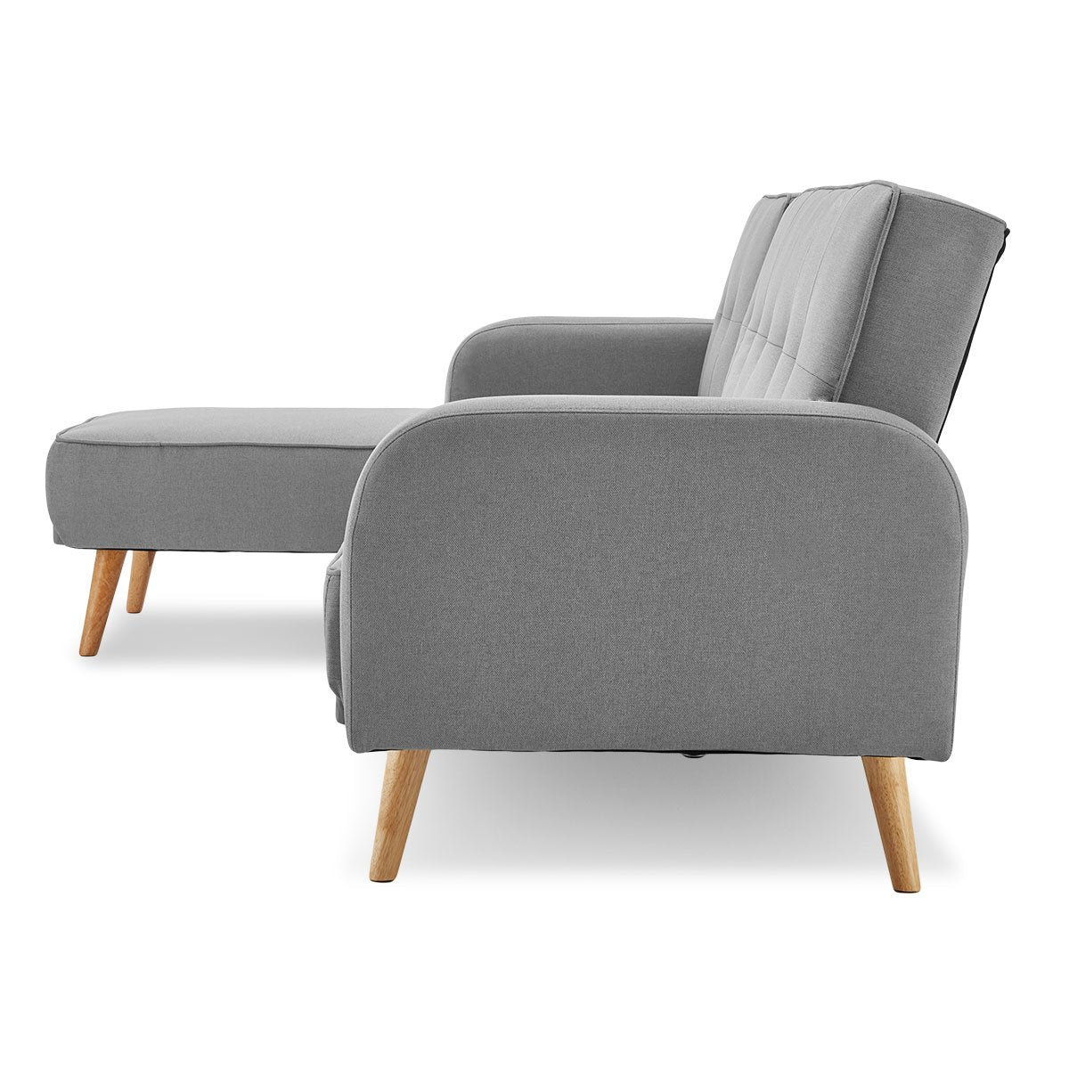 3-Seater Corner Sofa Bed with Chaise Lounge - Light Grey-Furniture > Sofas > Sofas & Sofa Beds-Nomica Living