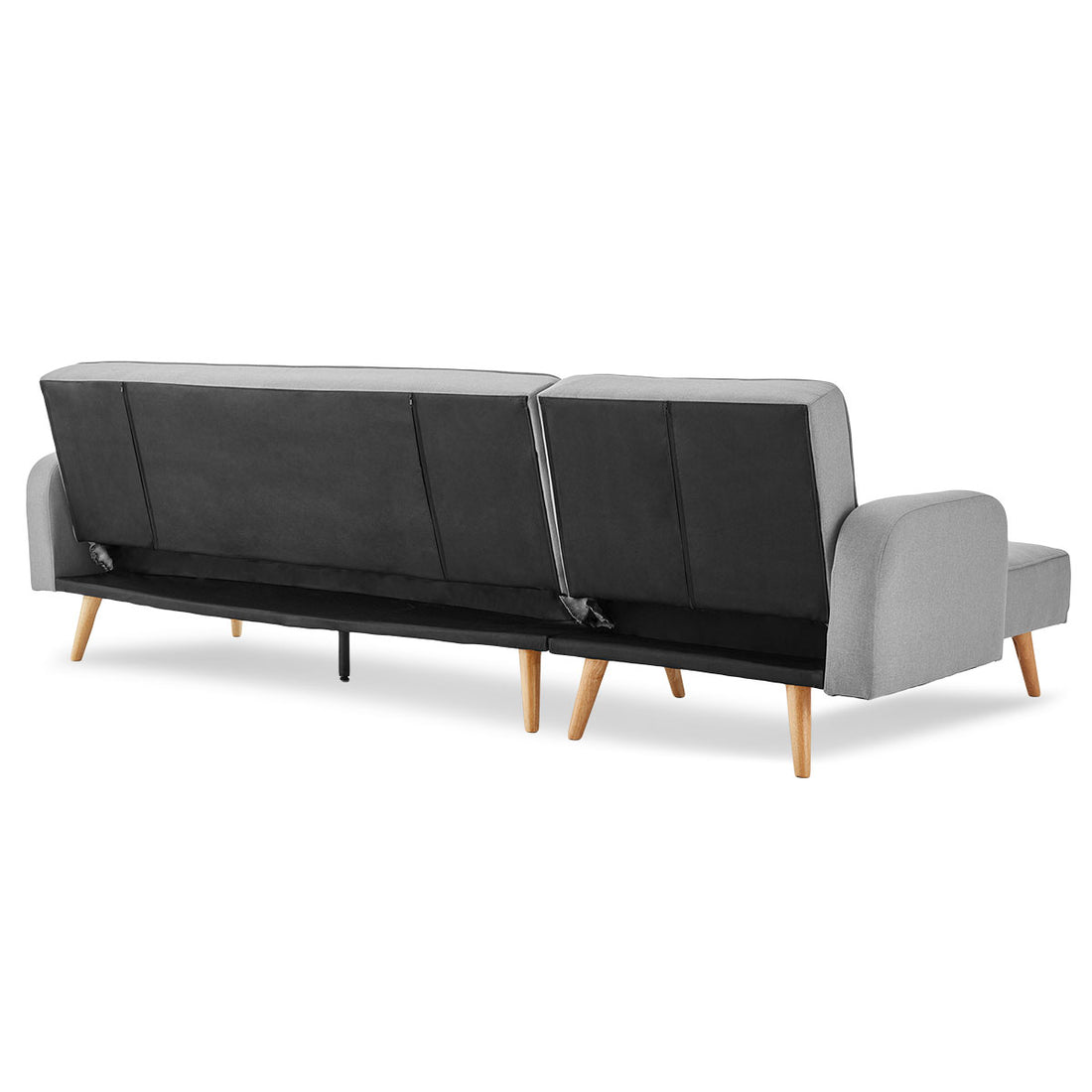 3-Seater Corner Sofa Bed with Chaise Lounge - Light Grey-Furniture > Sofas > Sofas & Sofa Beds-Nomica Living