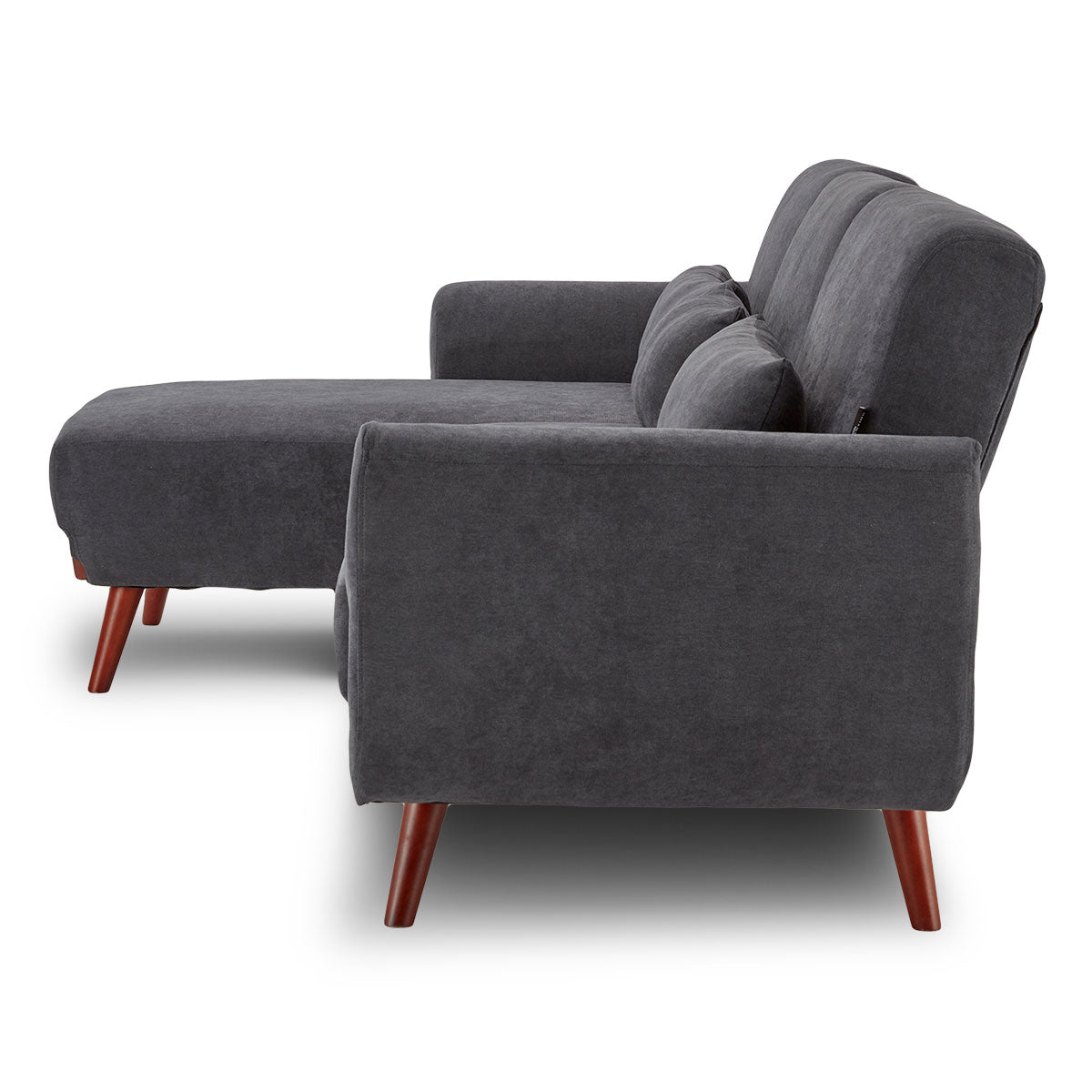 Faux Velvet Sofa Bed Couch Lounge Chaise with Cushions - Dark Grey-Furniture > Sofas > Sofas & Sofa Beds-Nomica Living