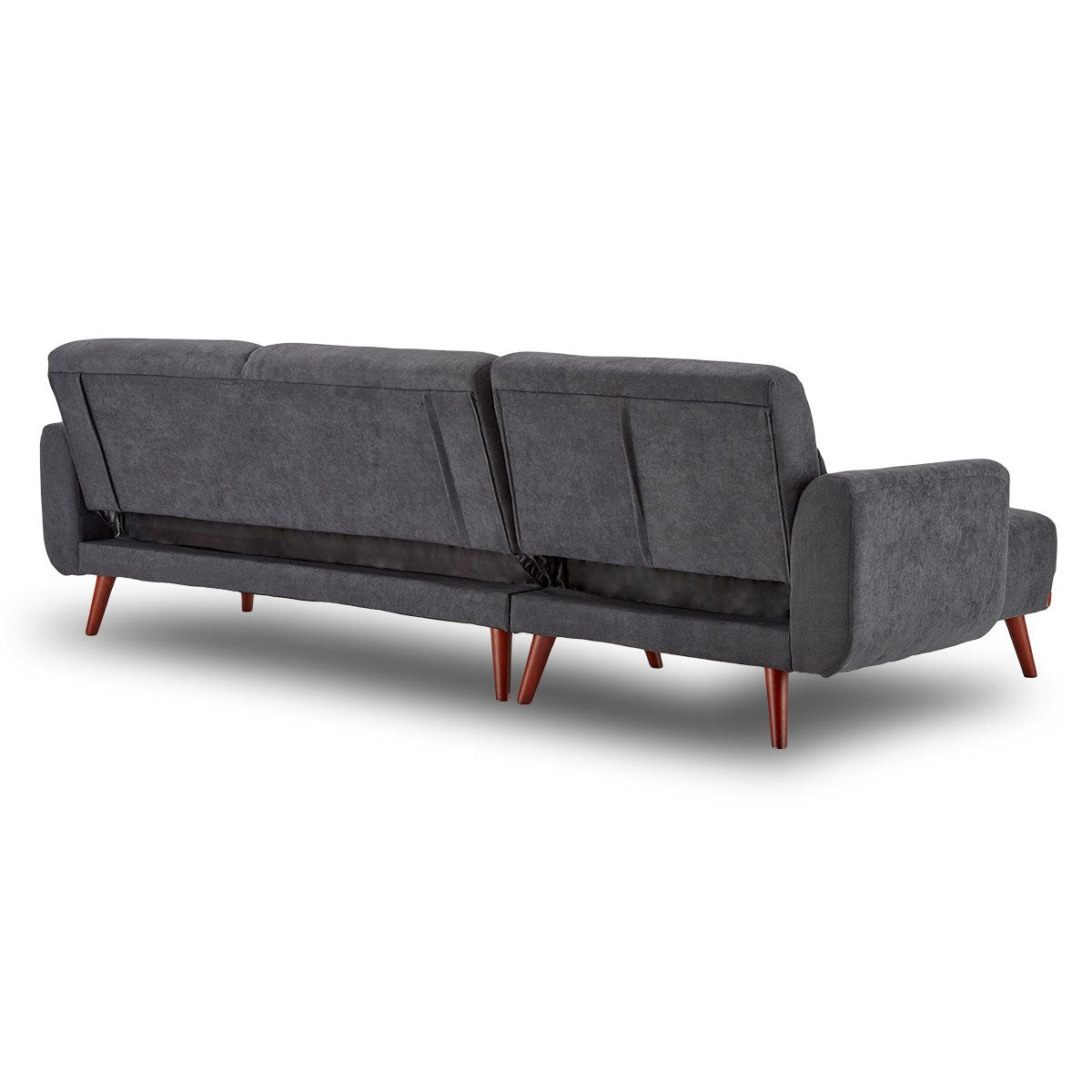 Faux Velvet Sofa Bed Couch Lounge Chaise with Cushions - Dark Grey-Furniture > Sofas > Sofas & Sofa Beds-Nomica Living