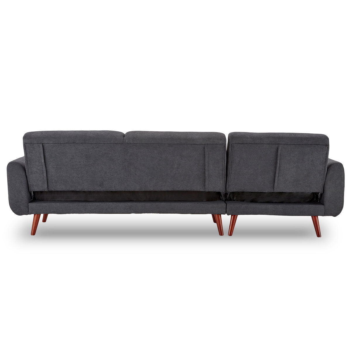 Faux Velvet Sofa Bed Couch Lounge Chaise with Cushions - Dark Grey-Furniture > Sofas > Sofas & Sofa Beds-Nomica Living