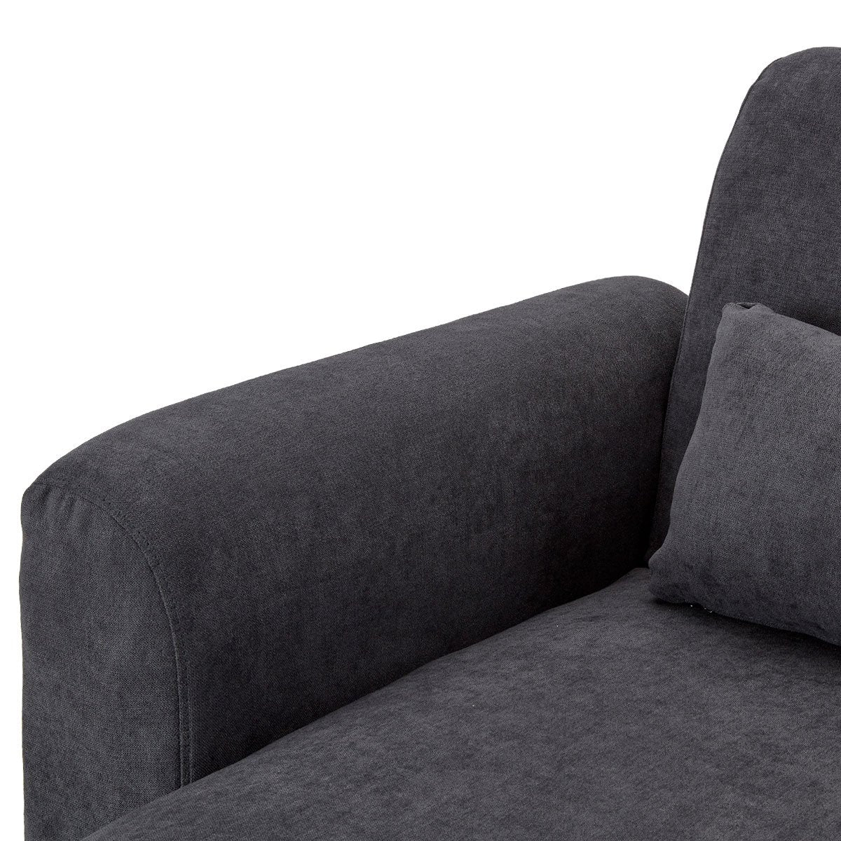 Faux Velvet Sofa Bed Couch Lounge Chaise with Cushions - Dark Grey-Furniture > Sofas > Sofas & Sofa Beds-Nomica Living