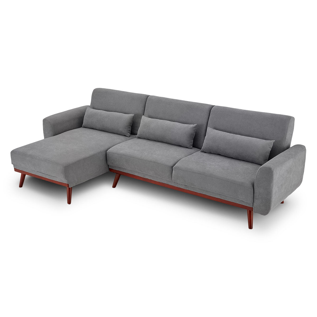 Faux Velvet Sofa Bed Couch Lounge Chaise Cushions - Light Grey-Furniture > Sofas > Sofas & Sofa Beds-Nomica Living