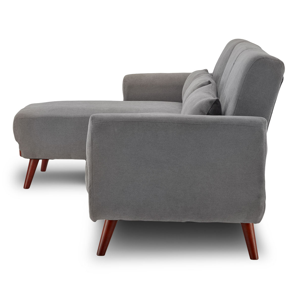 Faux Velvet Sofa Bed Couch Lounge Chaise Cushions - Light Grey-Furniture > Sofas > Sofas & Sofa Beds-Nomica Living