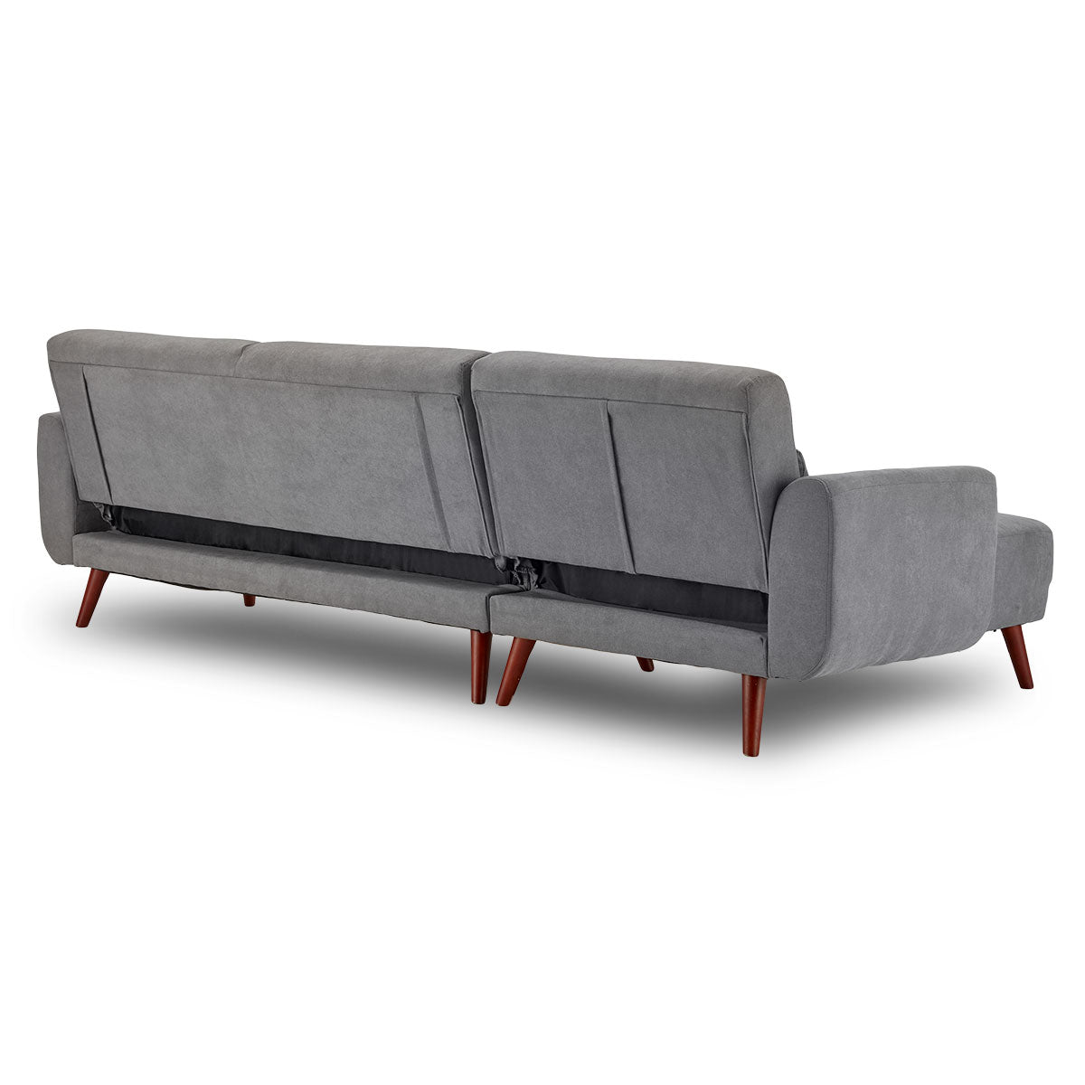 Faux Velvet Sofa Bed Couch Lounge Chaise Cushions - Light Grey-Furniture > Sofas > Sofas & Sofa Beds-Nomica Living