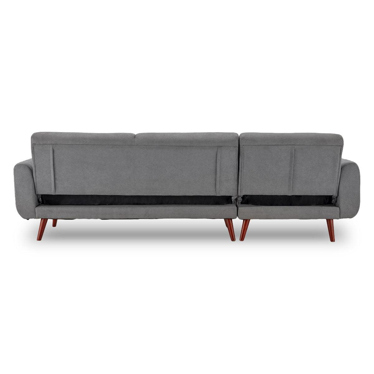 Faux Velvet Sofa Bed Couch Lounge Chaise Cushions - Light Grey-Furniture > Sofas > Sofas & Sofa Beds-Nomica Living