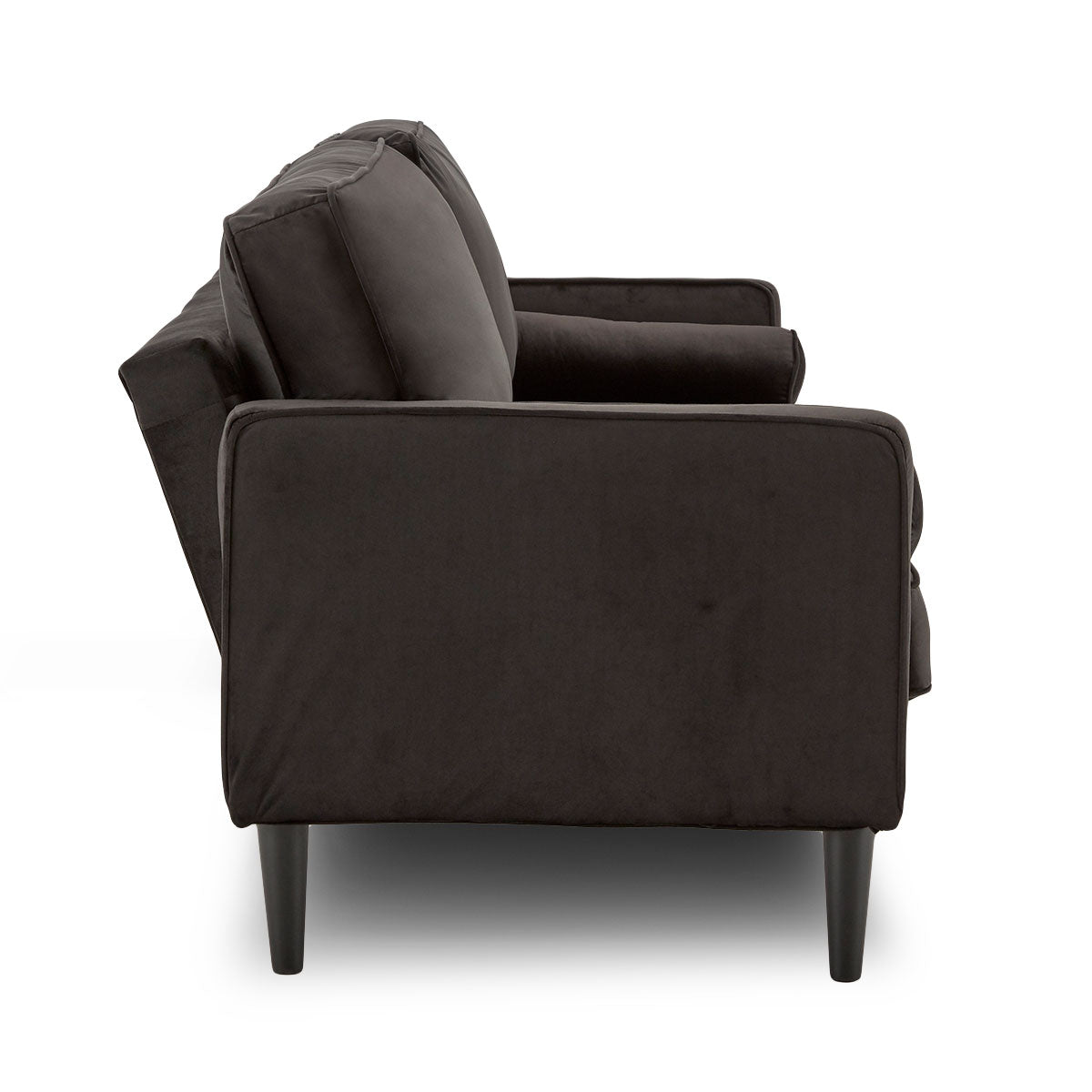 Faux 3-Seater Velvet Sofa Bed Couch Furniture Lounge Suite - Black-Furniture > Sofas > Sofas & Sofa Beds-Nomica Living