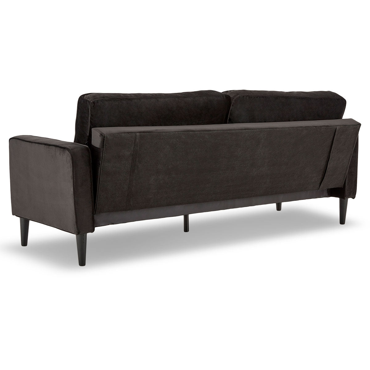 Faux 3-Seater Velvet Sofa Bed Couch Furniture Lounge Suite - Black-Furniture > Sofas > Sofas & Sofa Beds-Nomica Living