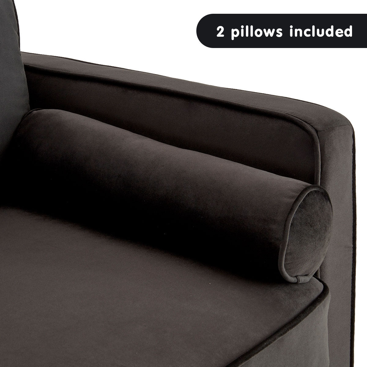 Faux 3-Seater Velvet Sofa Bed Couch Furniture Lounge Suite - Black-Furniture > Sofas > Sofas & Sofa Beds-Nomica Living