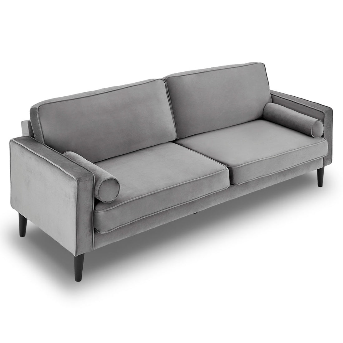 Faux 3-Seater Velvet Sofa Bed Couch Furniture Lounge Suite - Grey-Furniture > Sofas > Sofas & Sofa Beds-Nomica Living
