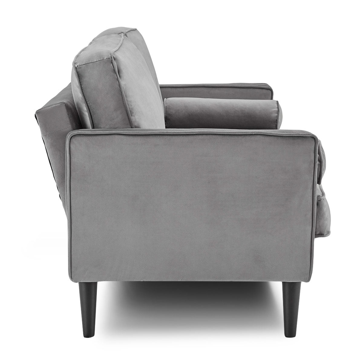 Faux 3-Seater Velvet Sofa Bed Couch Furniture Lounge Suite - Grey-Furniture > Sofas > Sofas & Sofa Beds-Nomica Living