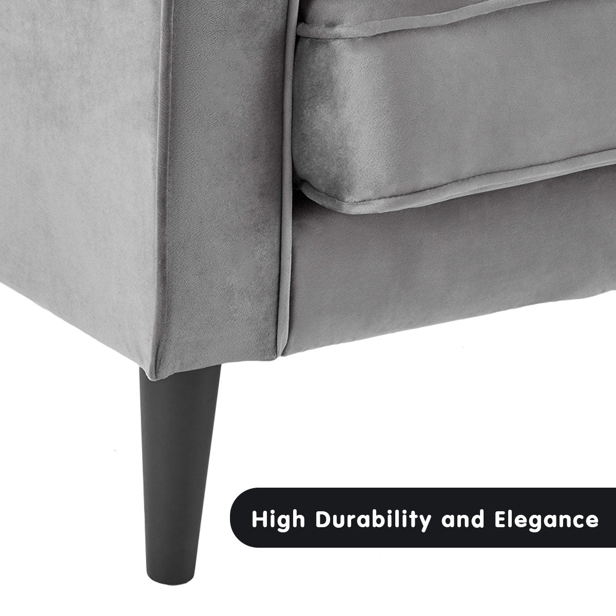 Faux 3-Seater Velvet Sofa Bed Couch Furniture Lounge Suite - Grey-Furniture > Sofas > Sofas & Sofa Beds-Nomica Living