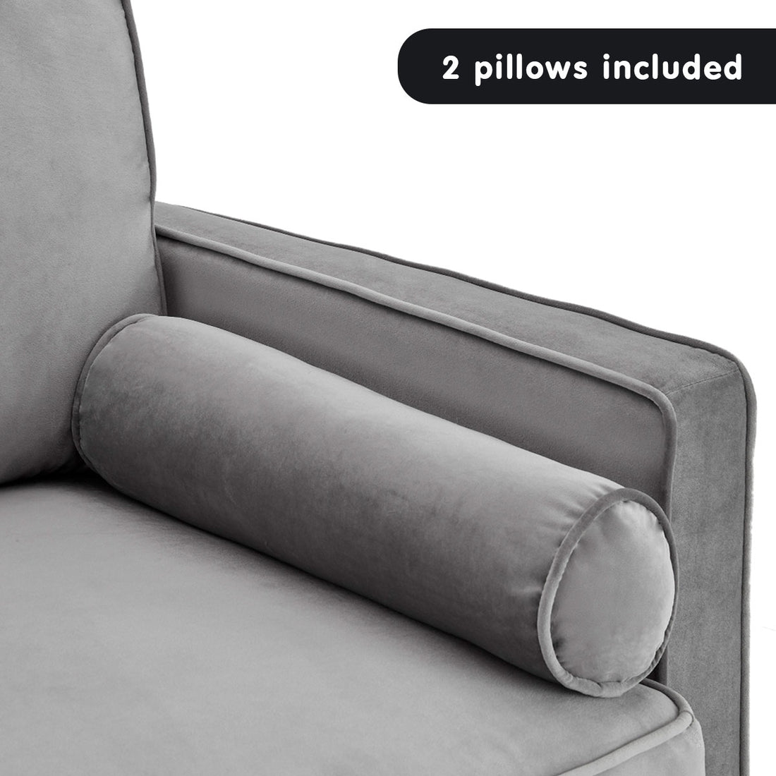 Faux 3-Seater Velvet Sofa Bed Couch Furniture Lounge Suite - Grey-Furniture > Sofas > Sofas & Sofa Beds-Nomica Living