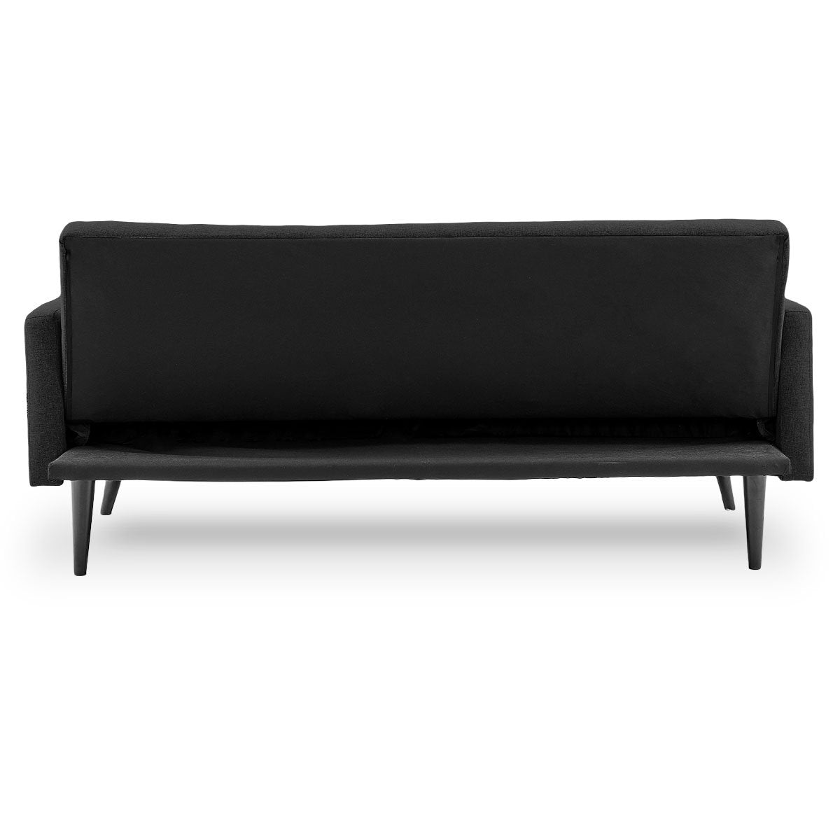 Tufted Faux Linen 3-Seater Sofa Bed with Armrests - Black-Furniture > Sofas > Sofas & Sofa Beds-Nomica Living