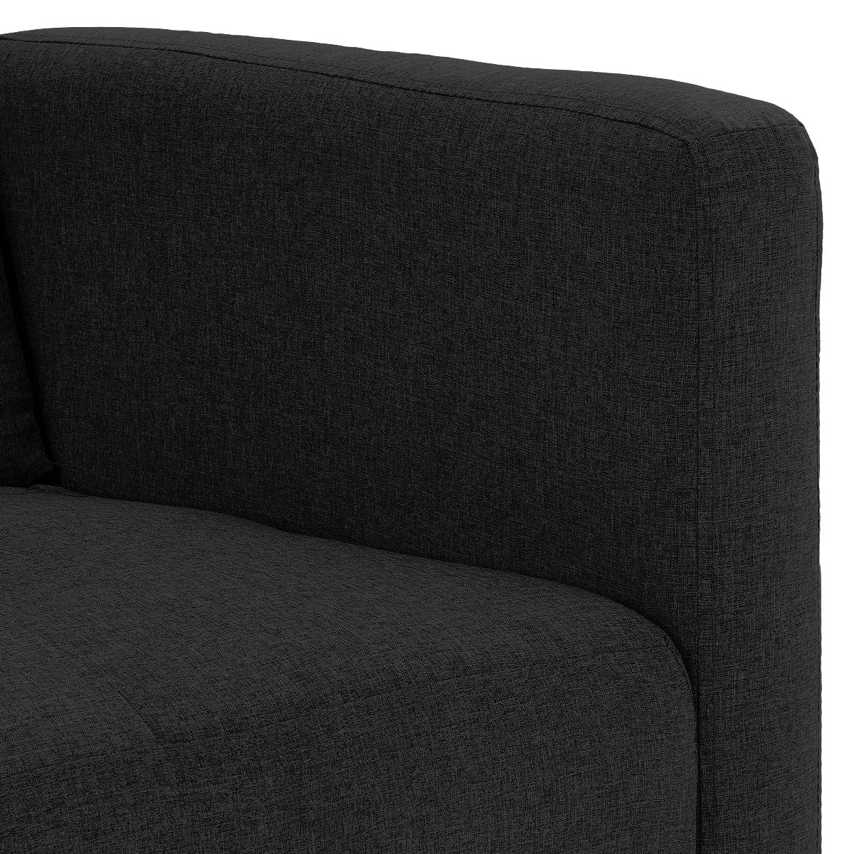 Tufted Faux Linen 3-Seater Sofa Bed with Armrests - Black-Furniture > Sofas > Sofas & Sofa Beds-Nomica Living