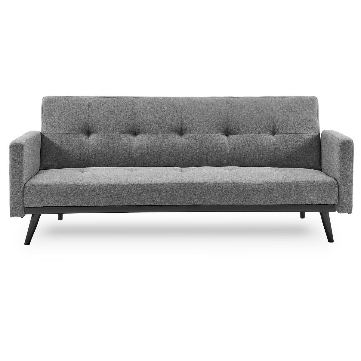 Tufted 3-Seater Faux Linen Sofa Bed with Armrests - Light Grey-Furniture > Sofas > Sofas & Sofa Beds-Nomica Living