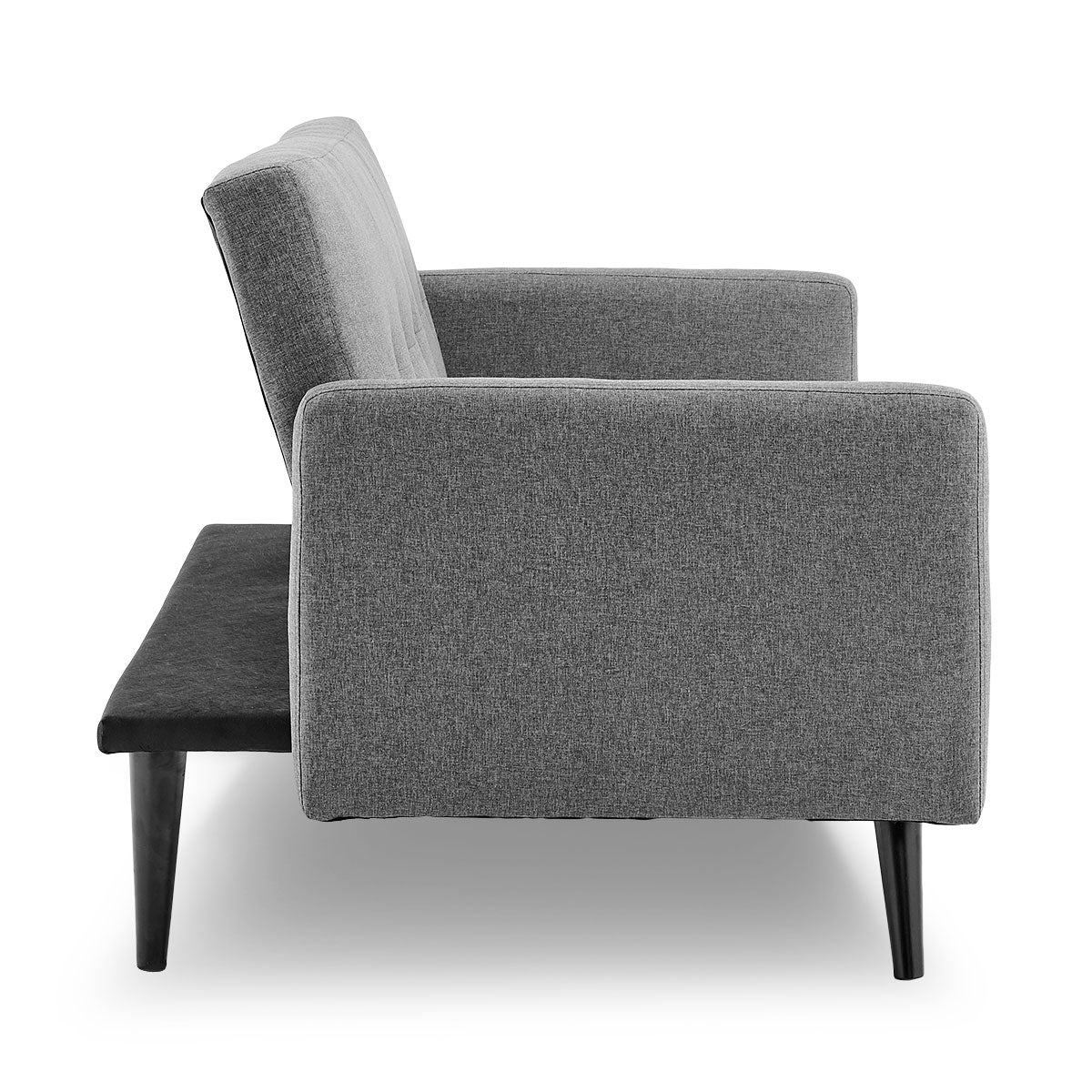 Tufted 3-Seater Faux Linen Sofa Bed with Armrests - Light Grey-Furniture > Sofas > Sofas & Sofa Beds-Nomica Living