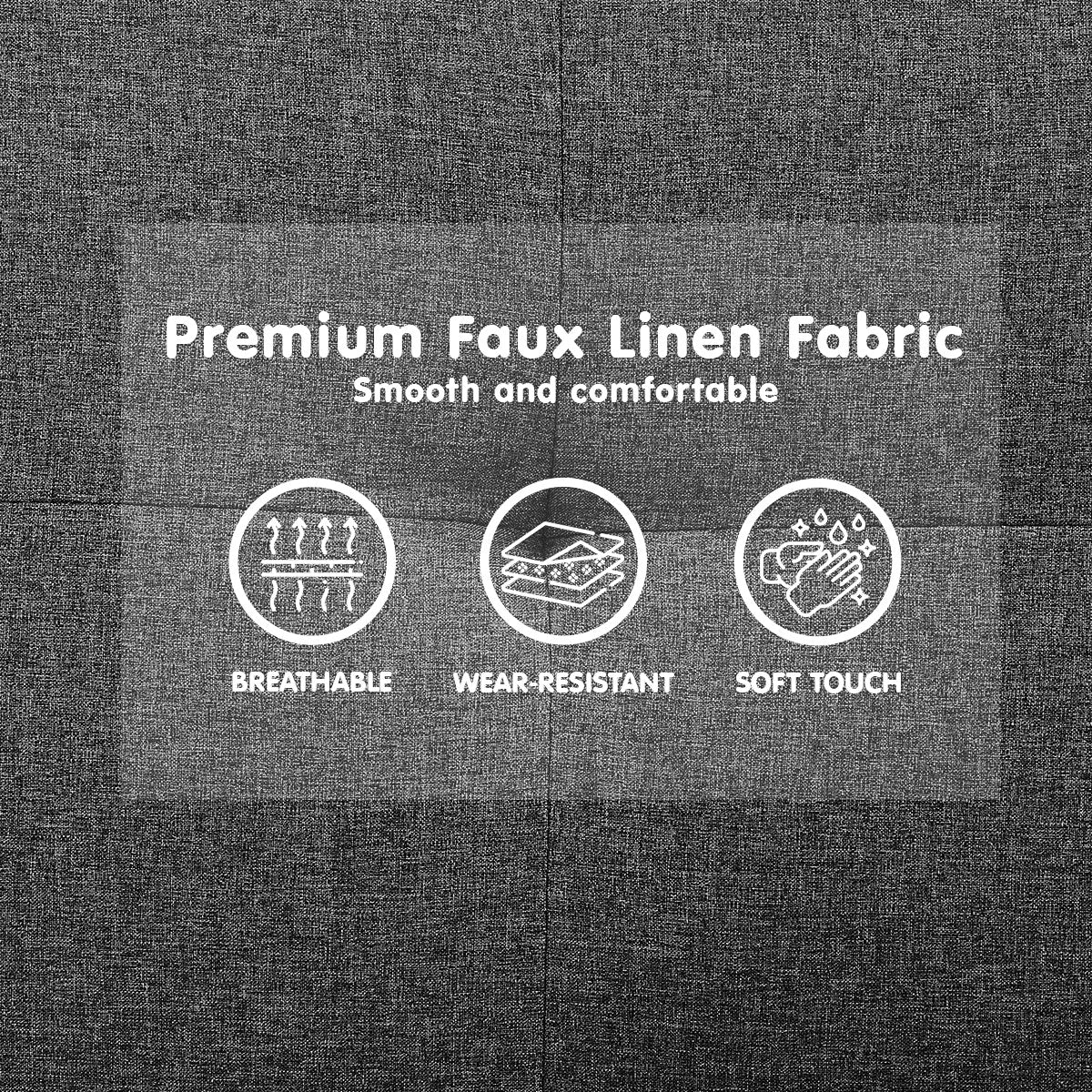 Tufted 3-Seater Faux Linen Sofa Bed with Armrests - Light Grey-Furniture > Sofas > Sofas & Sofa Beds-Nomica Living