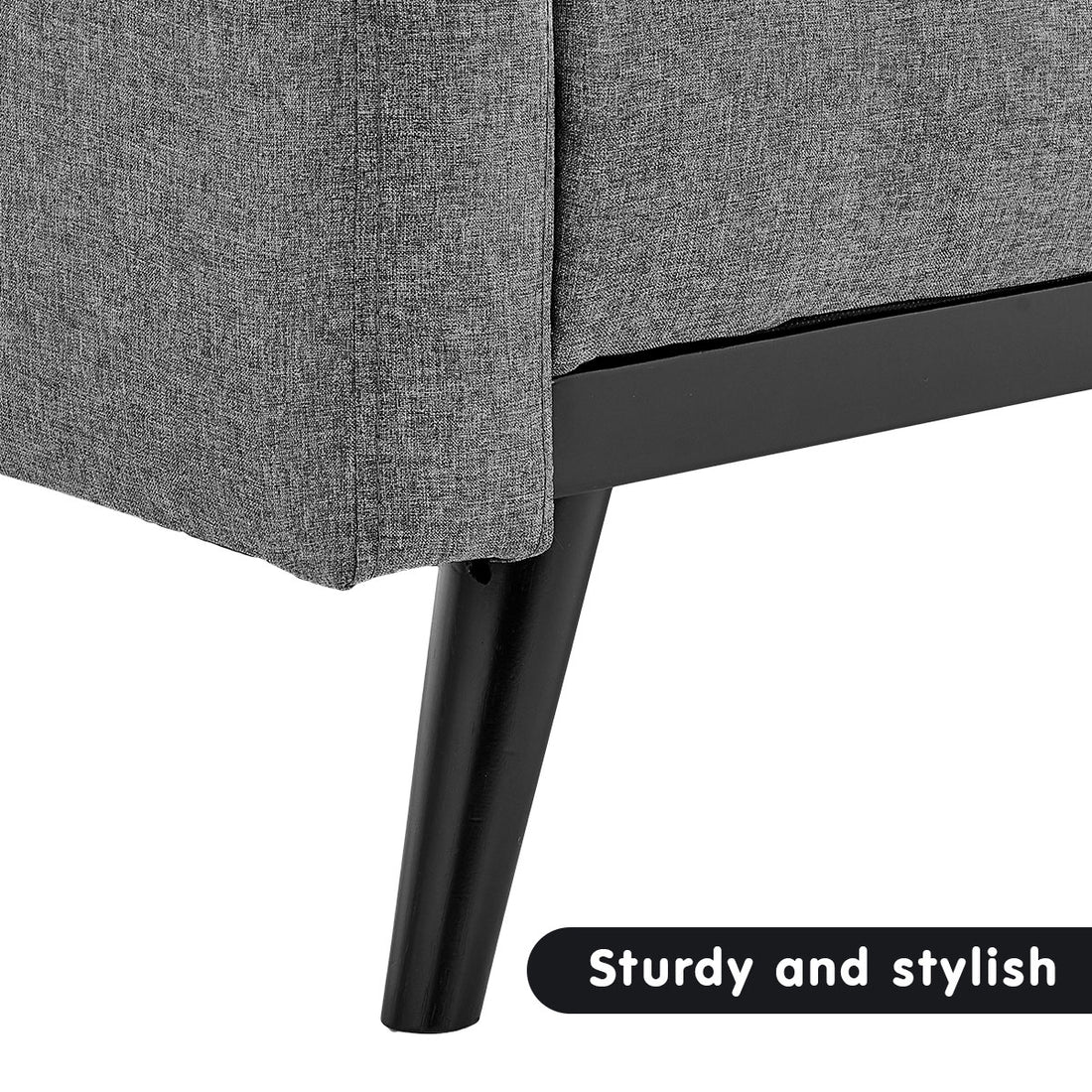 Tufted 3-Seater Faux Linen Sofa Bed with Armrests - Light Grey-Furniture > Sofas > Sofas & Sofa Beds-Nomica Living