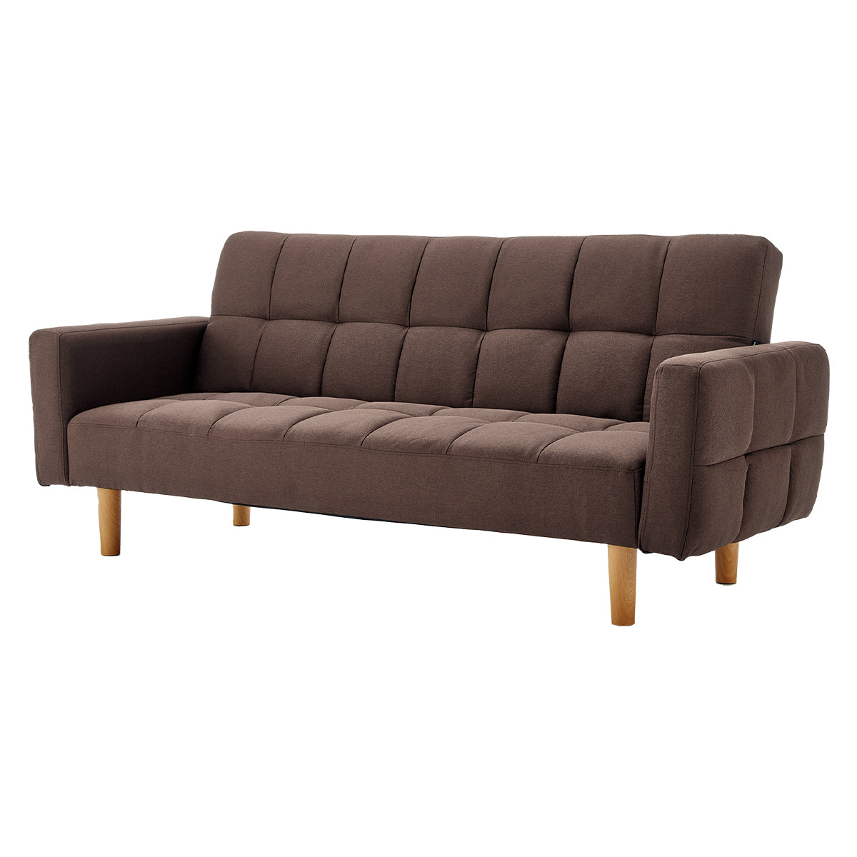 3-Seater Fabric Sofa Bed Futon - Brown-Furniture > Sofas > Sofas & Sofa Beds-Nomica Living