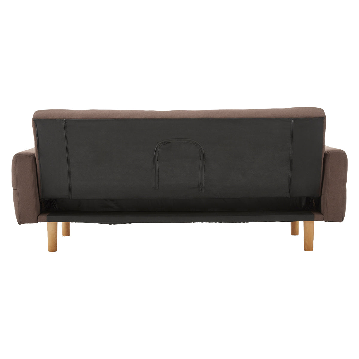 3-Seater Fabric Sofa Bed Futon - Brown-Furniture > Sofas > Sofas & Sofa Beds-Nomica Living