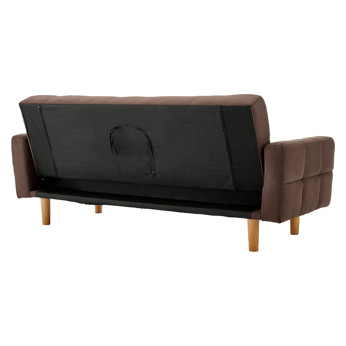 3-Seater Fabric Sofa Bed Futon - Brown-Furniture > Sofas > Sofas & Sofa Beds-Nomica Living