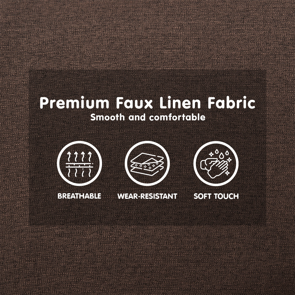 3-Seater Fabric Sofa Bed Futon - Brown-Furniture > Sofas > Sofas & Sofa Beds-Nomica Living