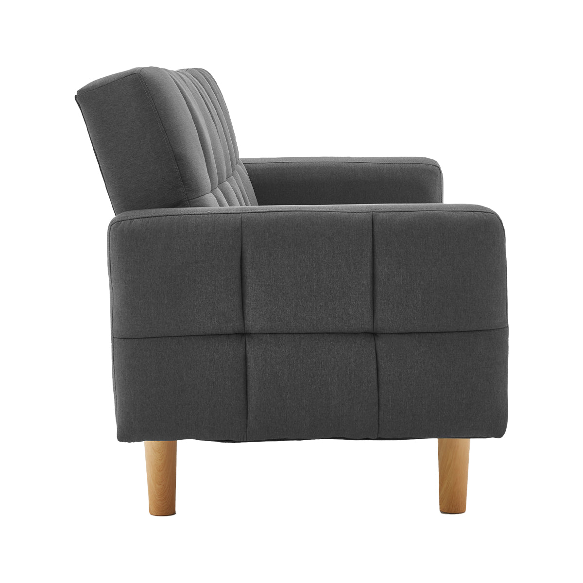 3-Seater Fabric Sofa Bed Futon - Dark Grey-Furniture > Sofas > Sofas & Sofa Beds-Nomica Living