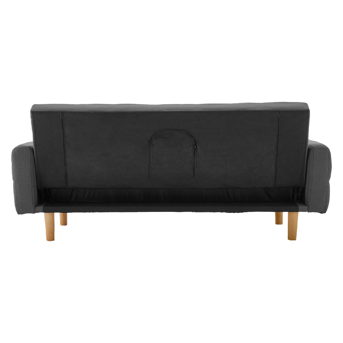 3-Seater Fabric Sofa Bed Futon - Dark Grey-Furniture > Sofas > Sofas & Sofa Beds-Nomica Living