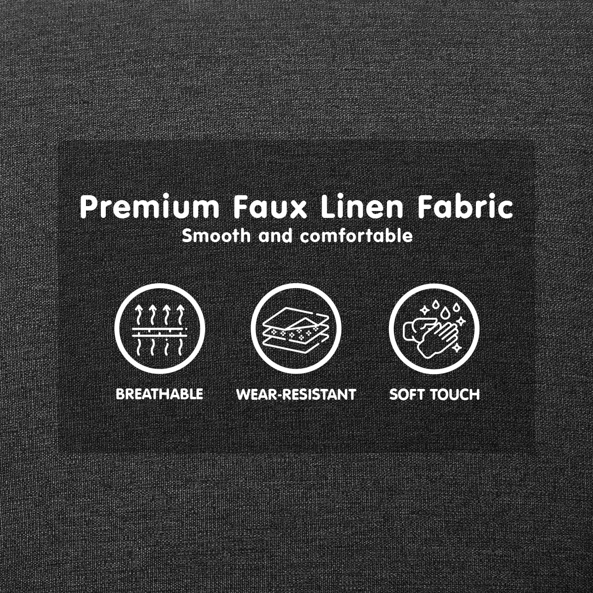 3-Seater Fabric Sofa Bed Futon - Dark Grey-Furniture > Sofas > Sofas & Sofa Beds-Nomica Living